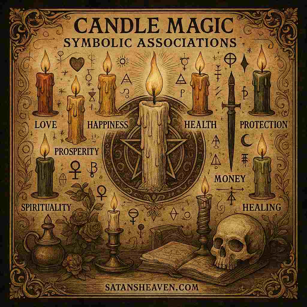 Candle magic associations link specific colors, flame behaviors, and arrangements to intentions such as love, protection, prosperity, or spiritual guidance.