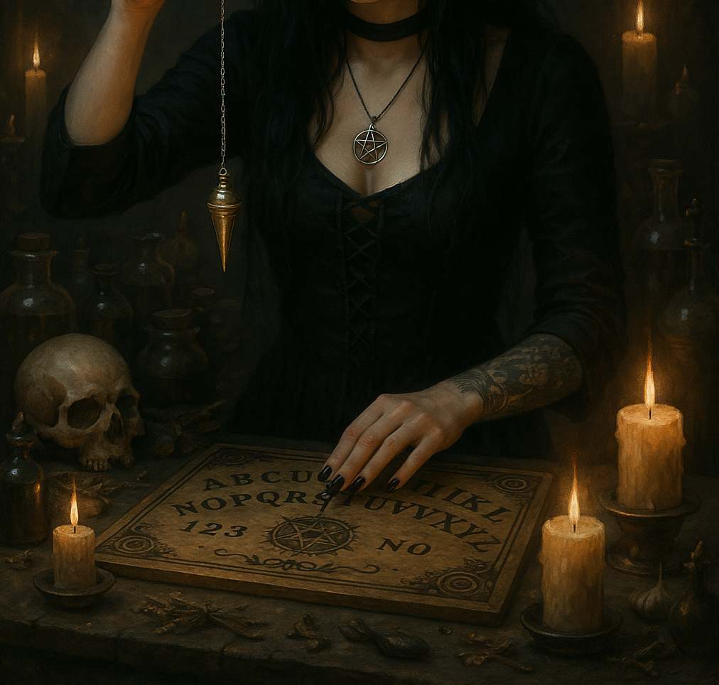 A pendulum offers more direct yes-or-no guidance, while a Ouija board, even when used alone, is designed to spell out more detailed messages.