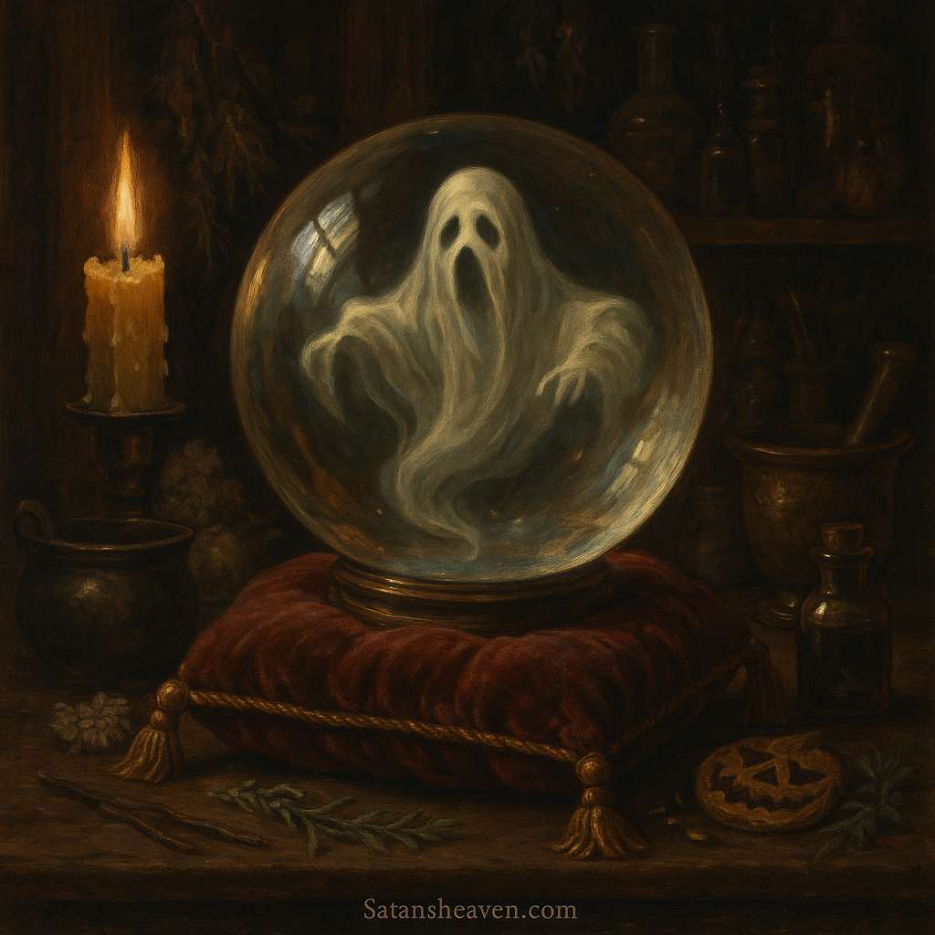 Calling a spirit using a crystal ball centers on gazing into its depths as a conduit to the spiritual realm.