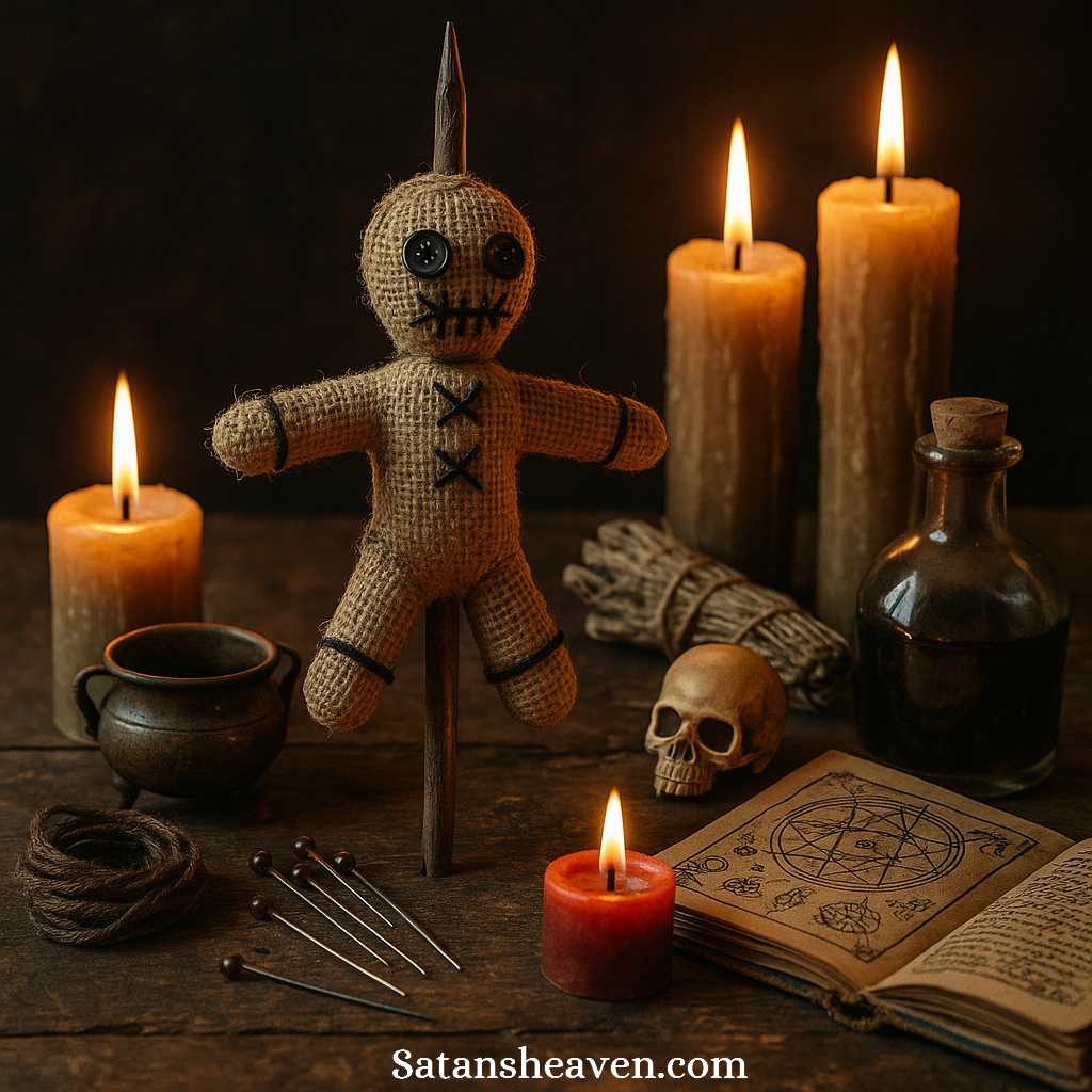 In ritual symbolism, the oak stake piercing a voodoo doll represents more than just an instrument of harm—it embodies the enduring nature of the curse itself, as oak has long been revered for permanence, strength, and unyielding stability, making the spell fixed and lasting for a time.